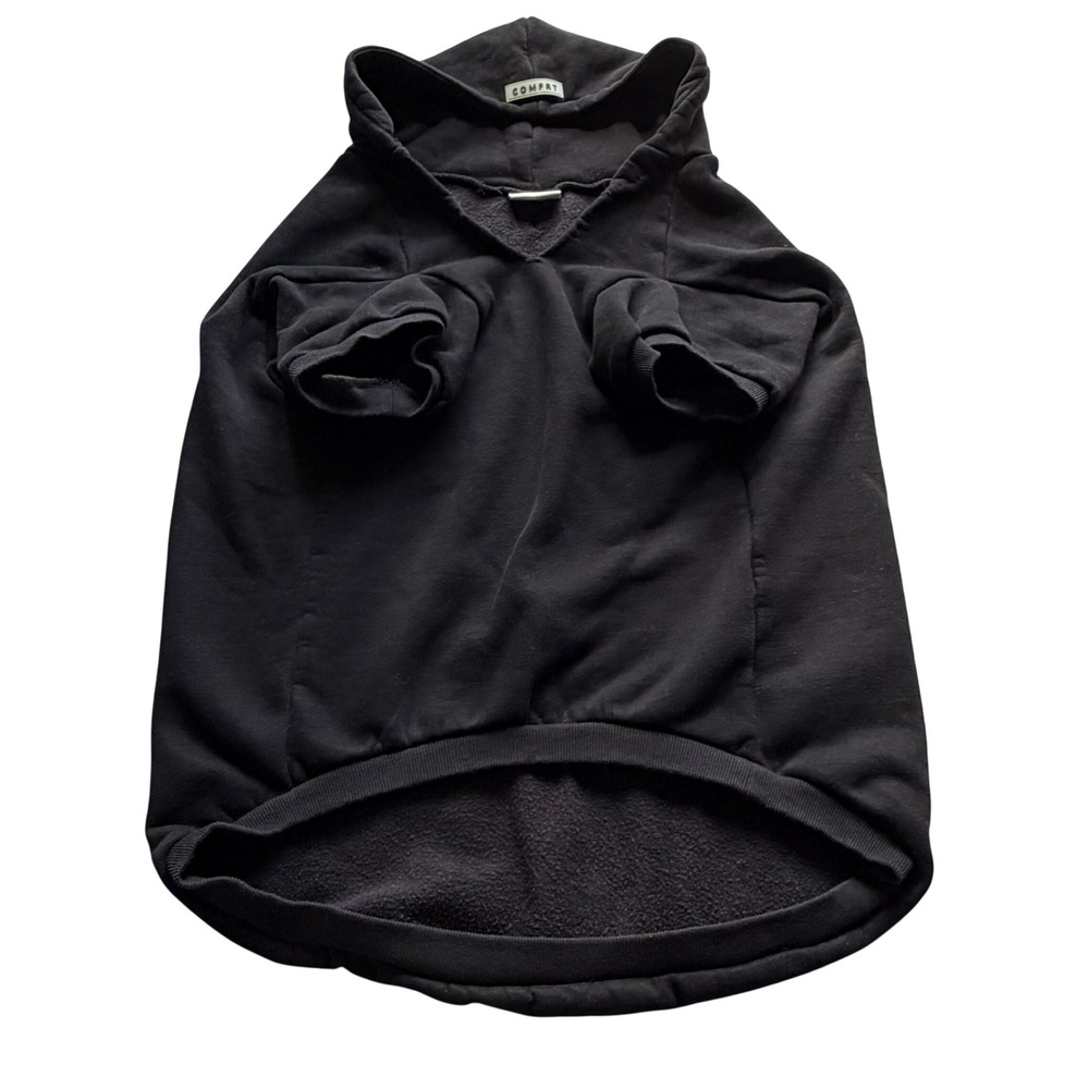 Comfrt Dog Hoodie Black Fleece Sweatshirt Leash Hole Pet Sweater 7XL